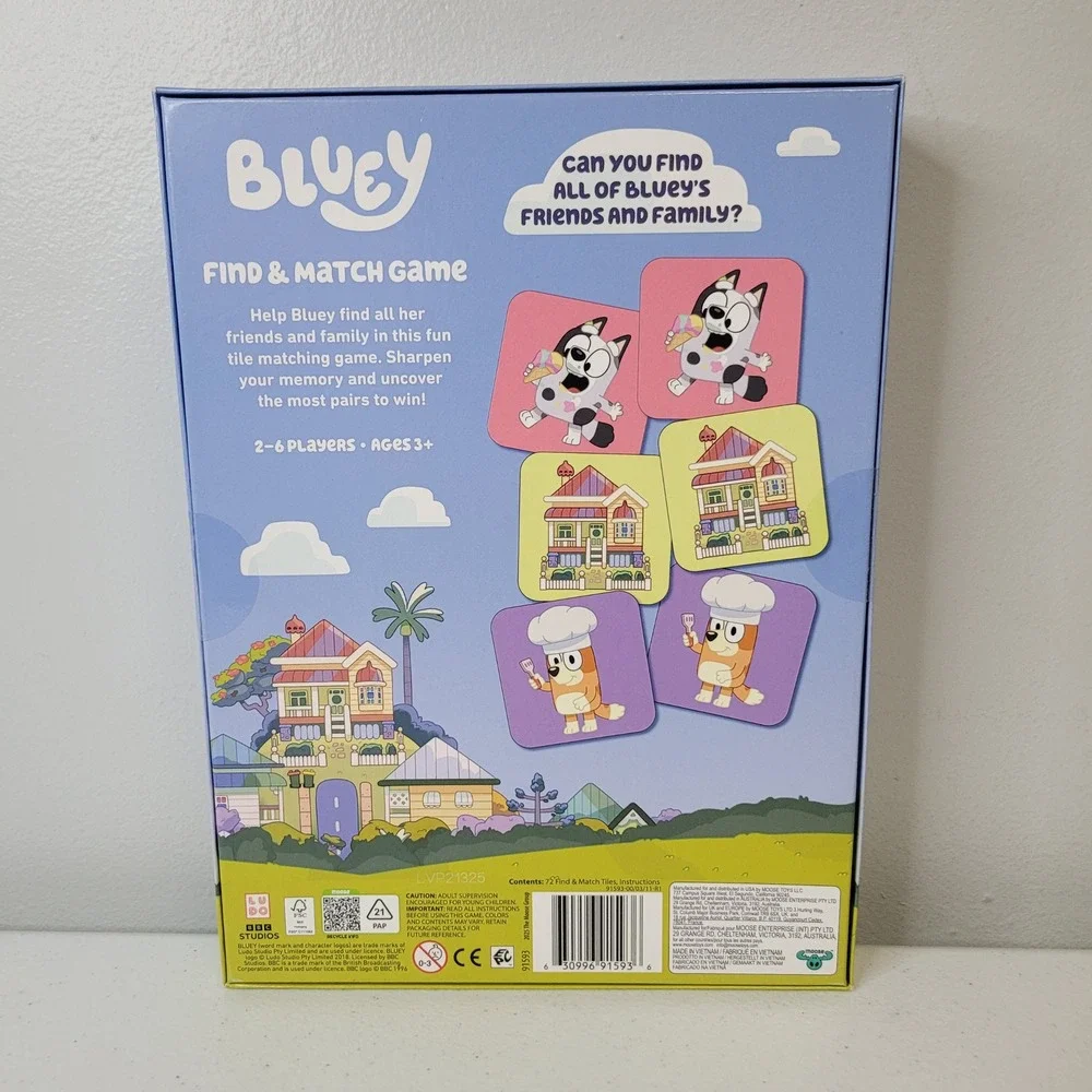 Bluey Find Match Game 72 Fun Tiles‎ Moose Games Memory Matching Kids Ages 3+